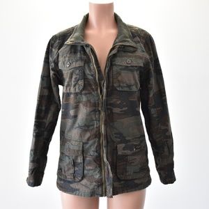 Womans Cherokee Zipper Camo Jacket XL Cargo Pocket